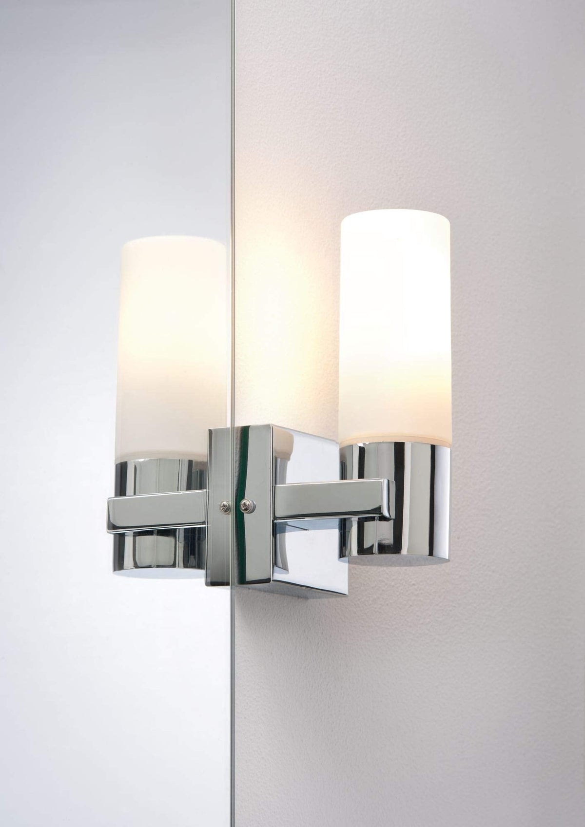 Paulmann 70354 Gemini Wall luminaire Wall Spotlight IP44 Without lamp E14 Base max. 2x20W Hallway Light 2-Pack Wall luminaire Chrome Satin Metal Glass