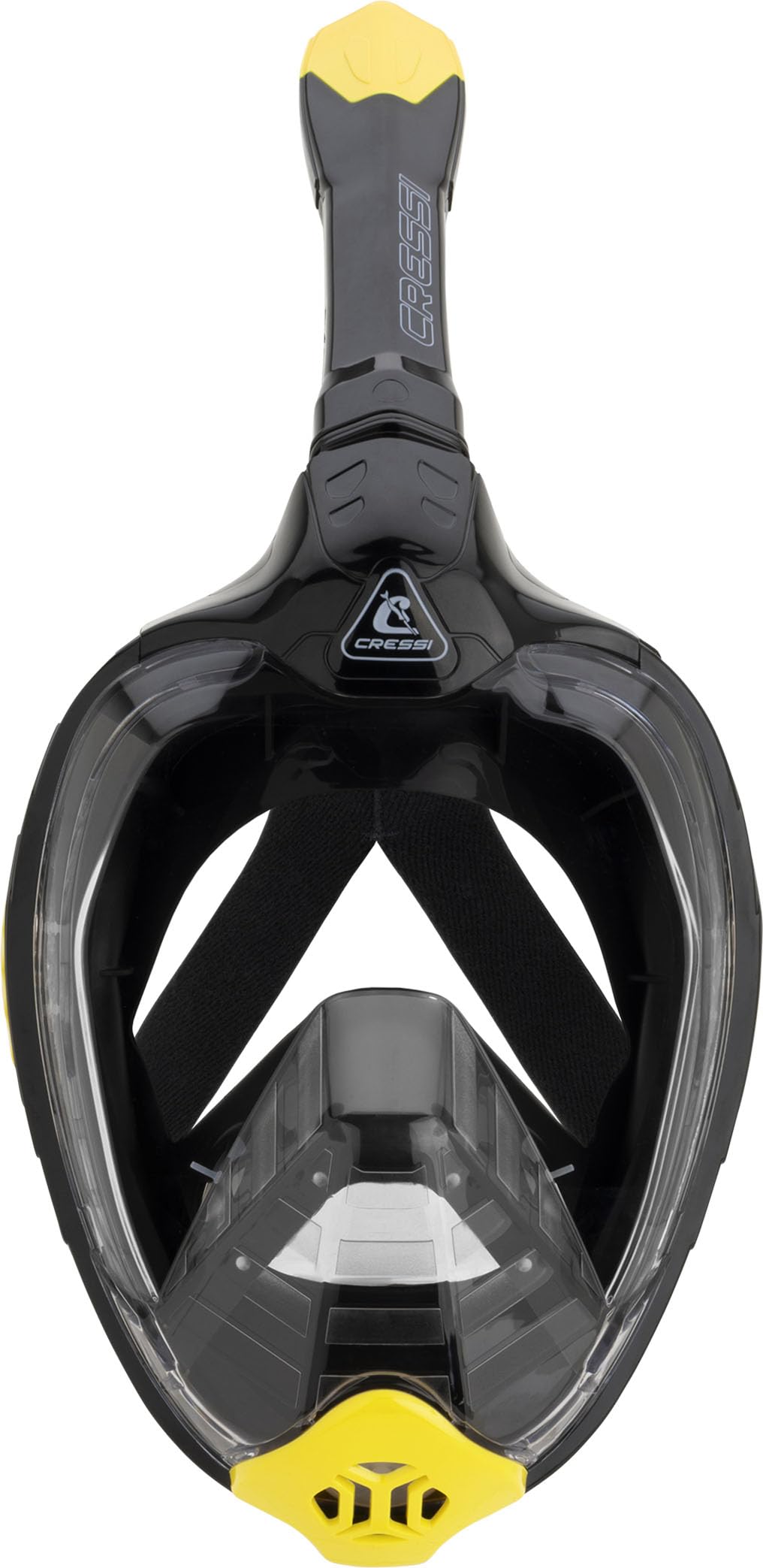 CRESSI Bali Full Face Mask Black/Yellow L/XL - Unisex Integral Snorkel Mask, Anti Fog Clear Lens, 100% Silicone, Dry Snorkel with Float Valve, Action