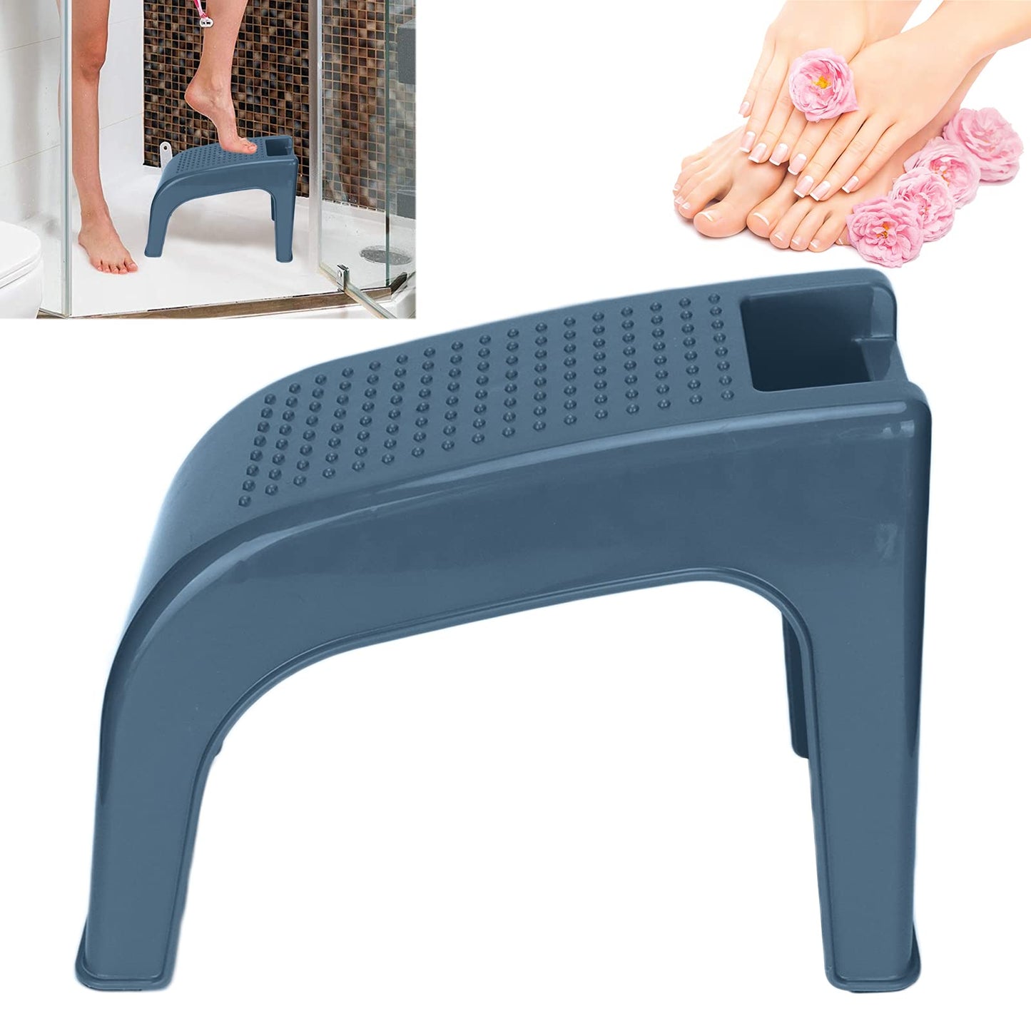 Dual Purpose Pedicure Footrest for Manicure & Pedicure Nail Base, Shower Foot Rest with Nail Tool & Foot Stand, Nail Polish Accessory Holder