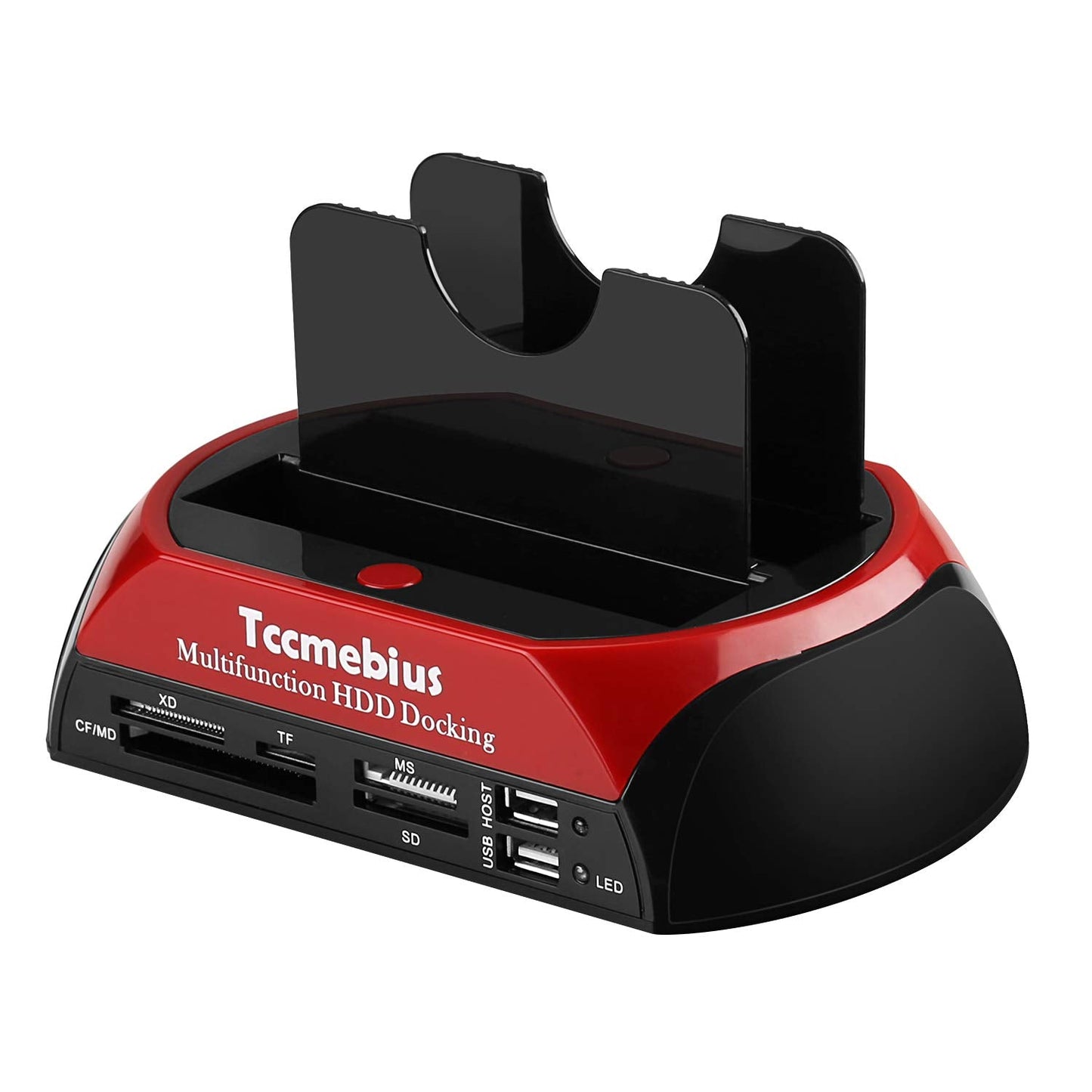 Tccmebius TCC-S862-UK USB 2.0 to 2.5 3.5 Inch SATA IDE Dual Slots External Hard Drive Docking Station with All in 1 Card Reader and USB 2.0 Hub For