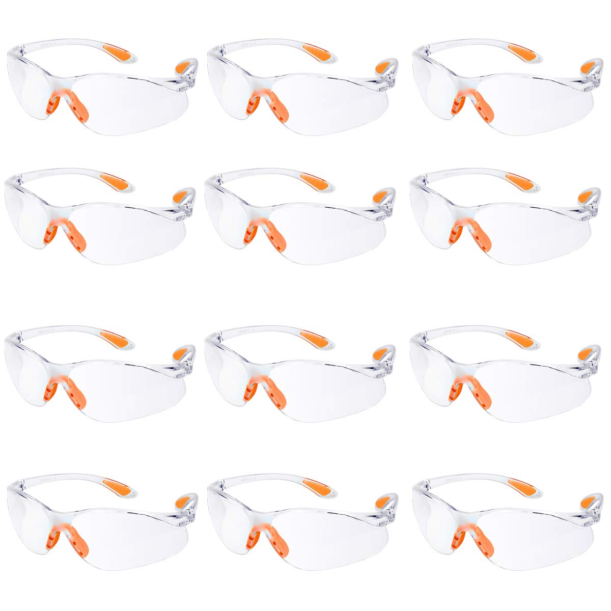 Safety Glasses Pack of 12 Safety Goggles Eyewear Safety Specs Clear Eye Protection Glasses Protective Safety Glasses for Work Personal Protective