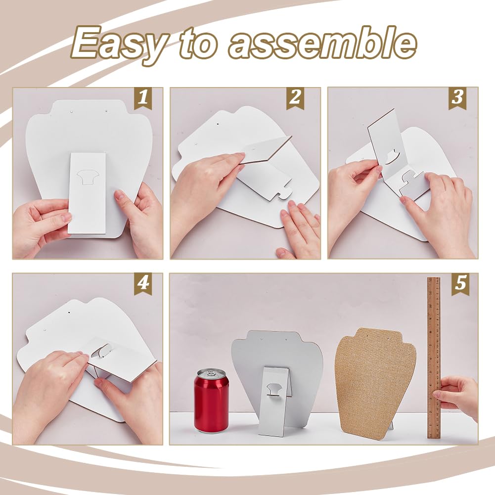 FINGERINSPIRE 6pcs Linen Earring Necklace Display Stand Tan Color