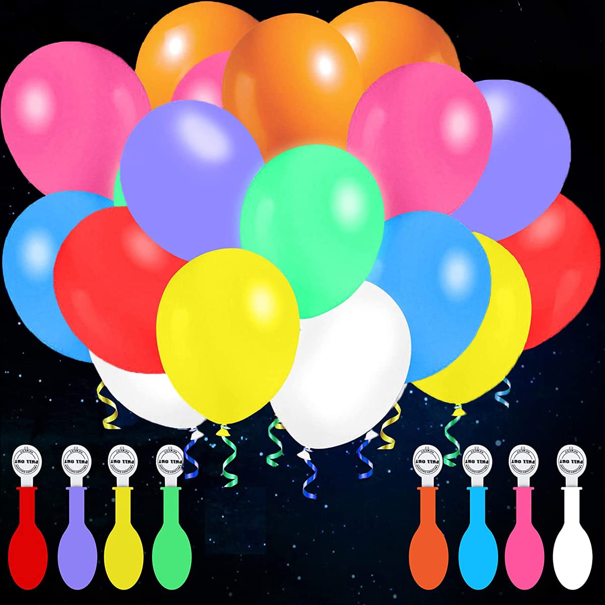 MonqiDirect MonQi 25PCS Led Light Up Balloons,12' LED Balloons Glow in the Dark Party Supplies,Latex Coloured Balloons for Valentines Birthday Wedding