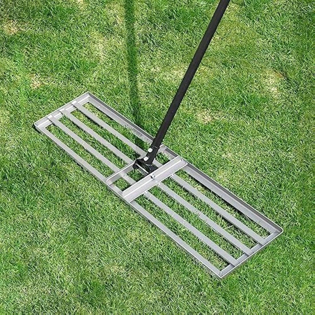 Byhagern Lawn Levelling Rake - Heavy Duty Lawn Leveller - 36" Wide 69" Handle Lawn Lute, Levelawn Tool for Garden, Golf Course, Farm, Backyard, UK-B4042, Silver