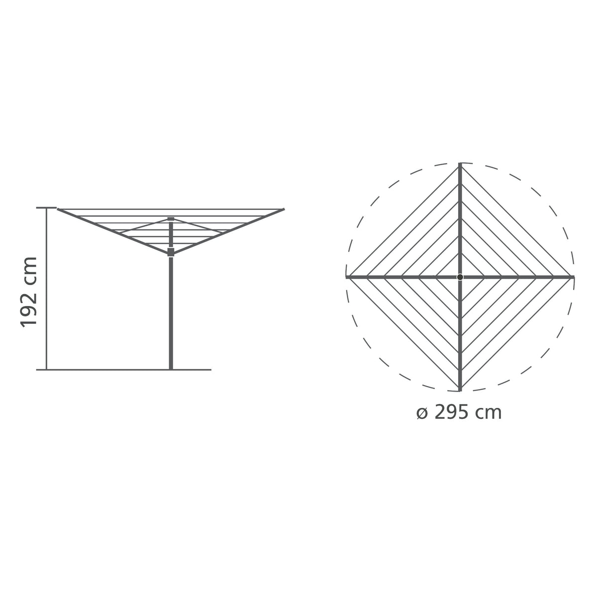 Brabantia Topspinner Large Rotary Washing Line with Metal Ground Spike, Metallic Grey, 60 M, 45 mm