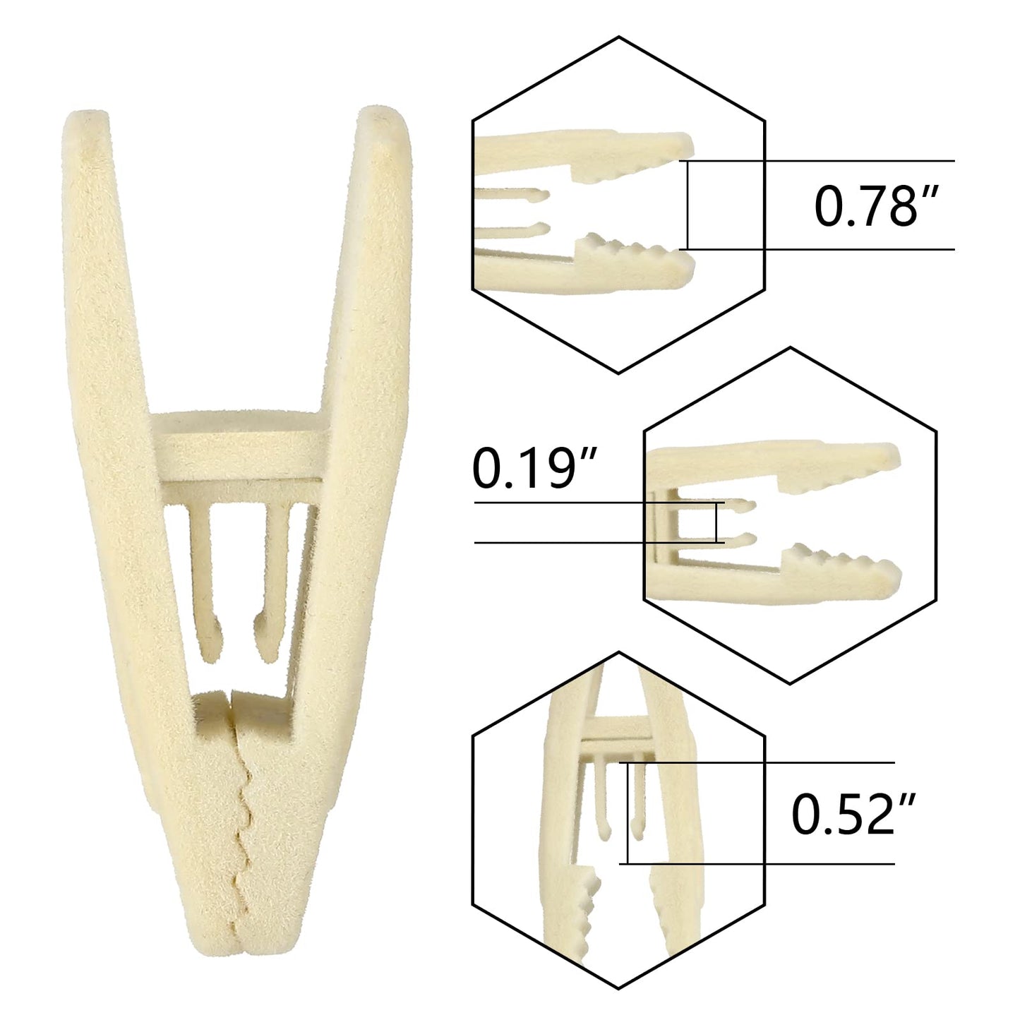Tinfol 50pc Velvet Hangers Clips, Gray Strong Finger Flocked Clips, Pants Hangers Clips for Thin Clothes Hangers (Beige)