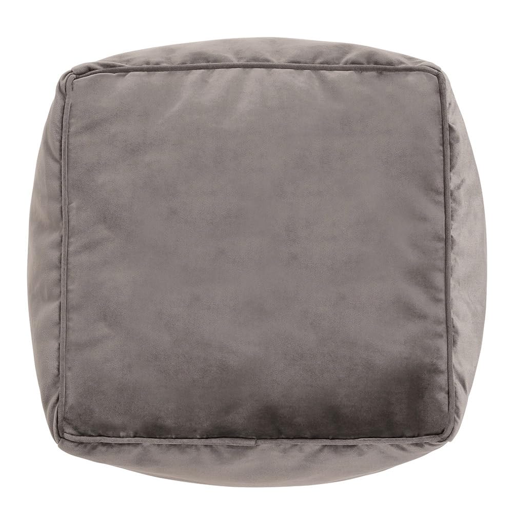 icon Amara Velvet Bean Bag Footstool, Charcoal Grey, Pouffe Footstool with Filling Included, Footrest, Bedroom, Living Room, Living Room Furniture