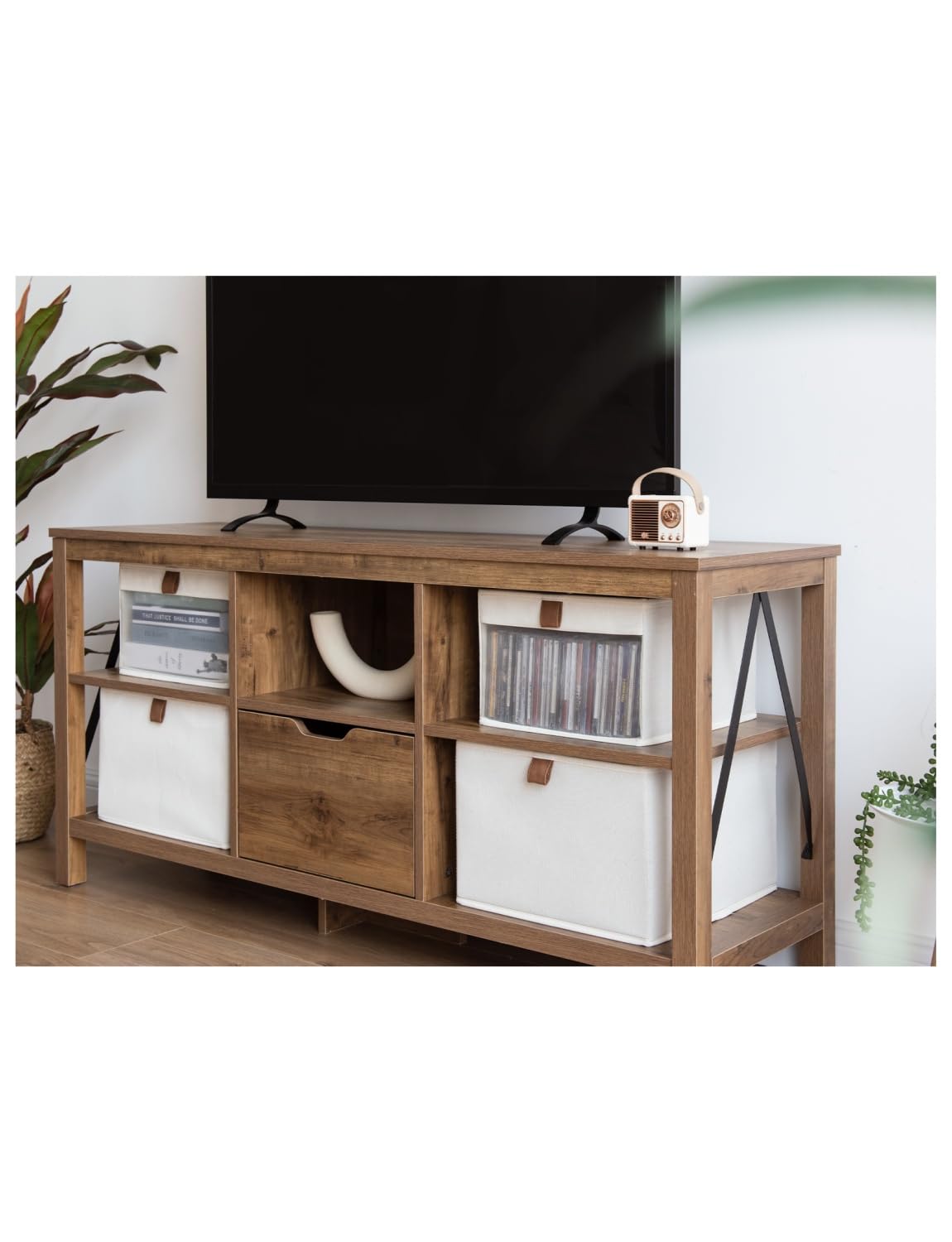 StorageWorks Storage Boxes, Fabric Storage Boxes for Shelves, Cube Storage Baskets with Clear Window, Clothes Storage Boxes with Handles