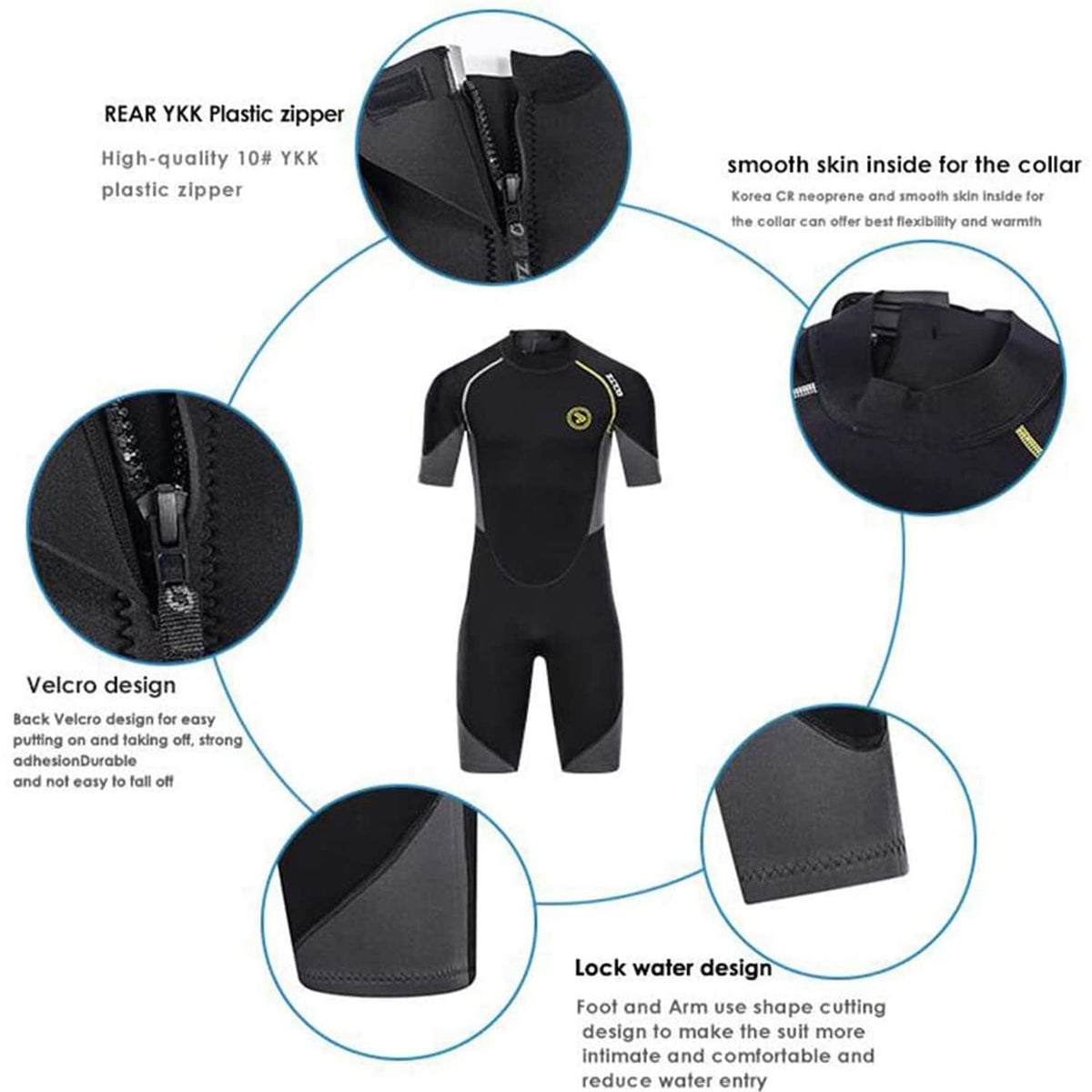 ZCCO Men's Shorty Wetsuits 1.5mm Premium Neoprene Back Zip Short Sleeve for Scuba Diving,Spearfishing,Snorkeling,Surfing,XL