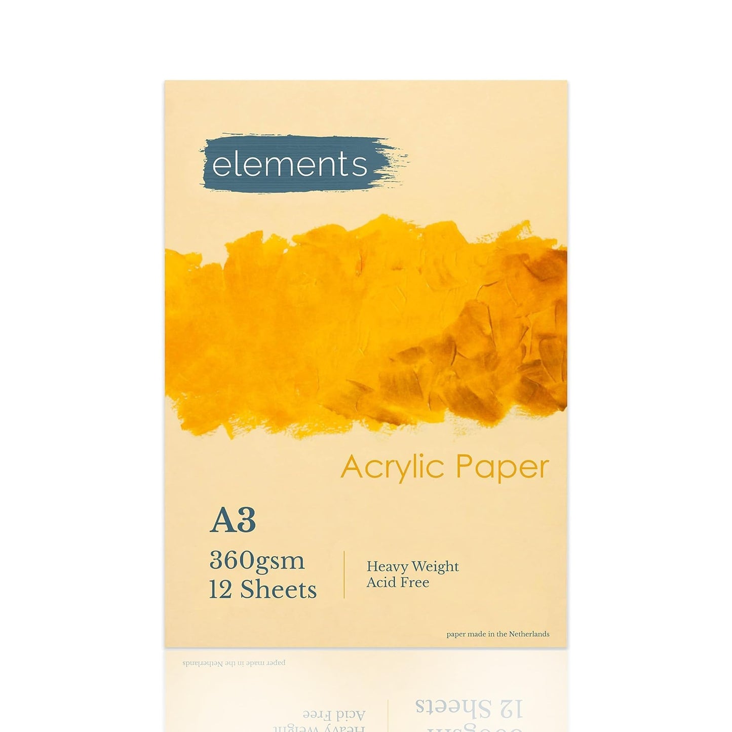 Elements A3 Acrylic Paper for Painting ? 12-Sheet Acrylic Pad for Water-Based Paint, Gouache, and Inks ? Glue-Bound, Acid-Free 360gsm (165lb) Painting
