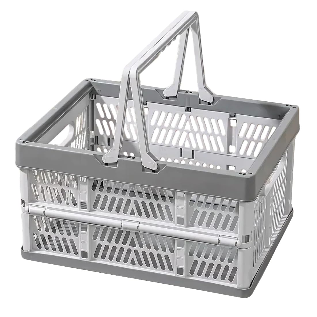 Taodyans Collapsible Storage Crate with Handles, Milk Crates, Foldable Plastic Shopping Basket, Organizer Container for Car Home Pinic