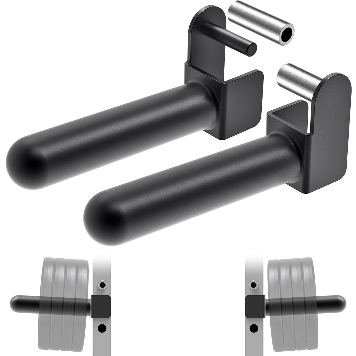Kipika 2x2 Power Rack Olympic Weight Plate Holders - For 5/8" & 1" Holes, Stores Olympic 2-inch Plates - Set of 2