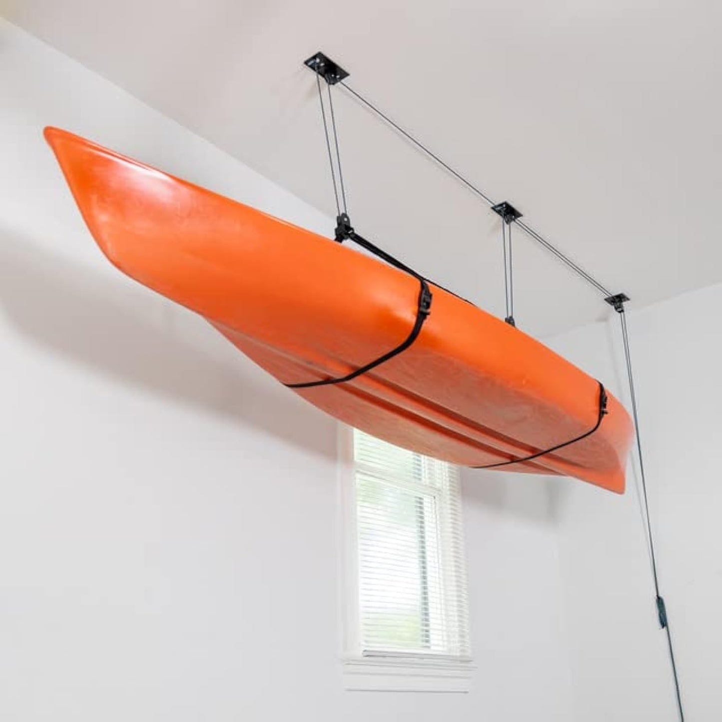 Teal Triangle Pulley Hoist for Kayaks, Canoes, and Paddleboards - Heavy Duty Garage Storage Lift - Kayak Hanger Holds 150 lbs and Fits 10-14 ft Tall