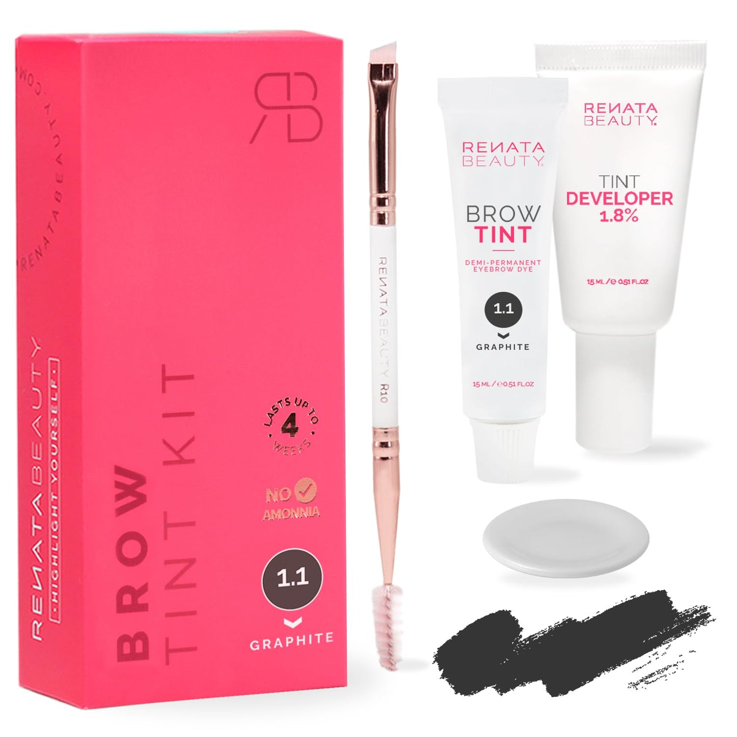 RB RENATA BEAUTY Brow Tint Kit ? Eyebrow Tint Set ? Dye Kit with Color Tint, Cream Developer and Styling Brush ? Long-Lasting Effect Up to 4 Weeks ?