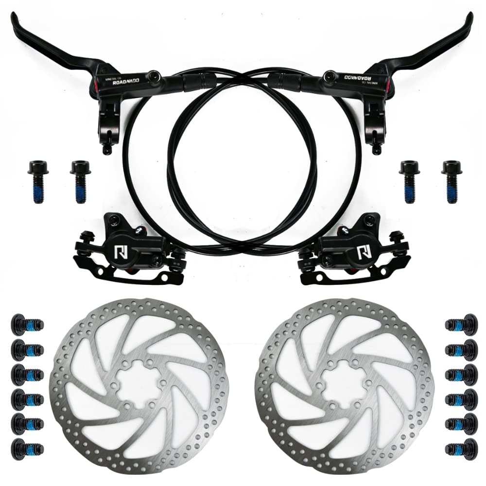 ROADNADO Hydraulic Bike Brakes Set Mountain Bike Disc Brakes, Bicycle Disc Brake Set, 160mm Rotor, Front 800mm Rear 1400mm MTB Hydraulic Brake Set