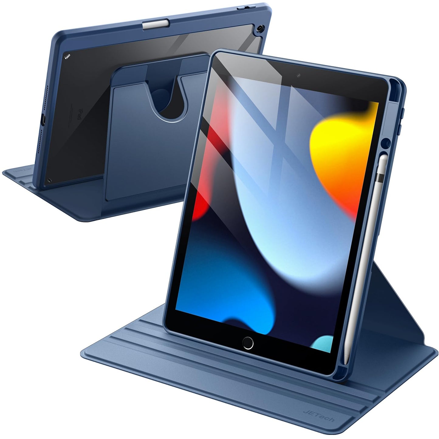 JETech Rotating Case for iPad 9/8/7 (10.2-Inch, 2021/2020/2019 Model, 9th/8th/7th Generation) with Pencil Holder, 360 Degree Rotation Stand Cover