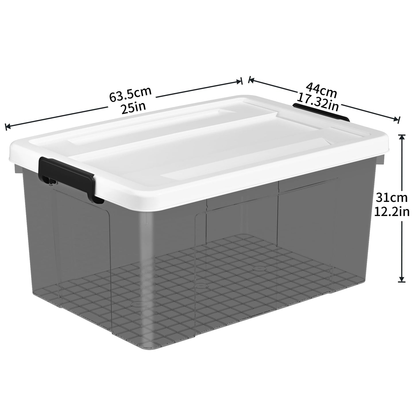 Cetomo 65L* 6Storage Boxes, Plastic Storage Box with Lids, Organizing Container with Secure Latching Buckles, Stackable, Nestable