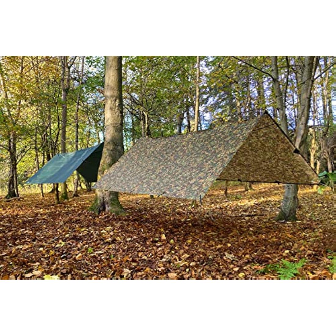 DD Hammocks - DD Tarp 3.5 x 3.5 MC - Waterproof Camouflage Camping Tarp For Lightweight Hammock Camping And Bushcraft Shelters