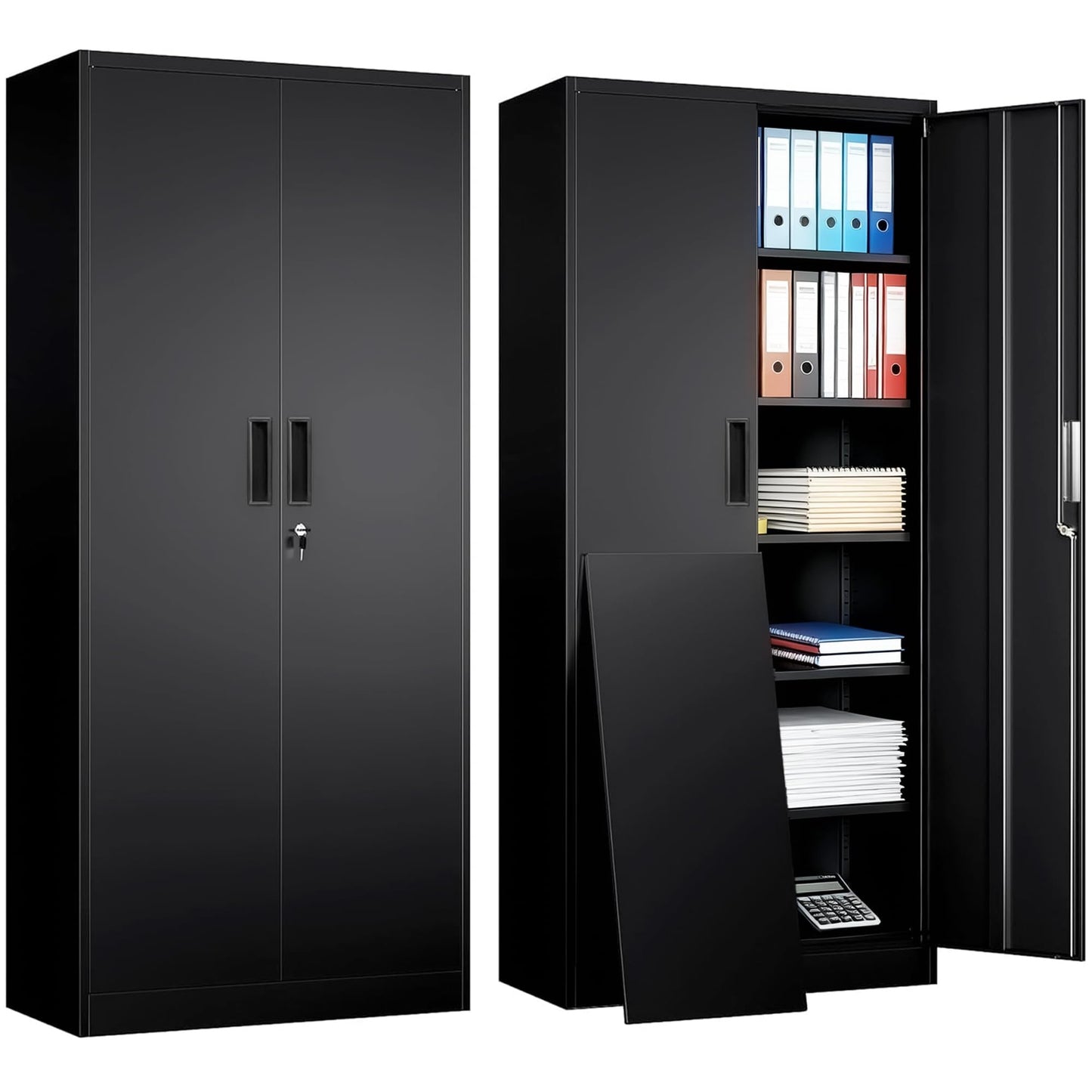 TaskStorz Metal Storage Cabinet, Office Storage Cabinet, Black,180*80*40cm