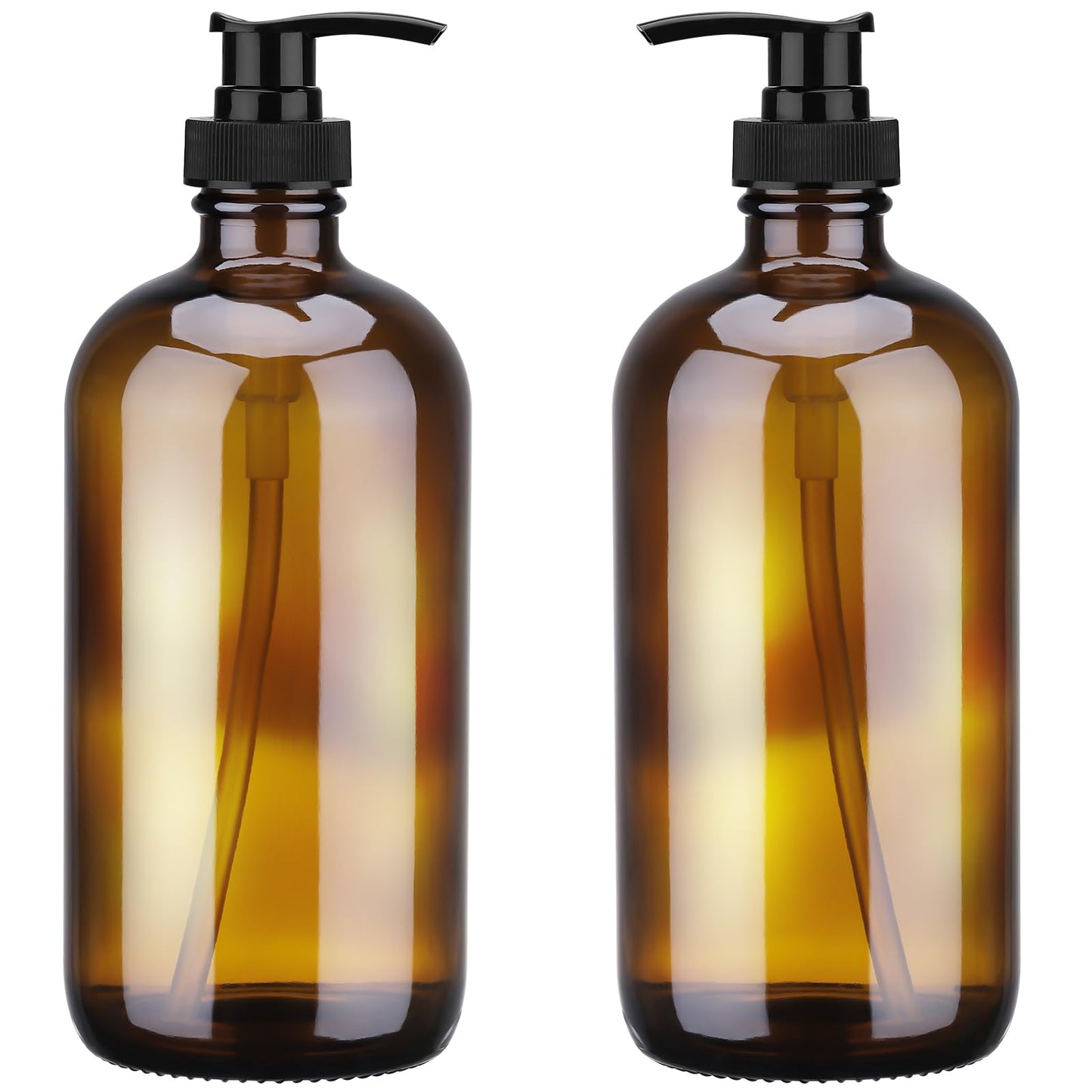 Hejo 2 Pcs Amber Glass Soap Dispenser, 500ml Hand and Dish Soap Dispenser