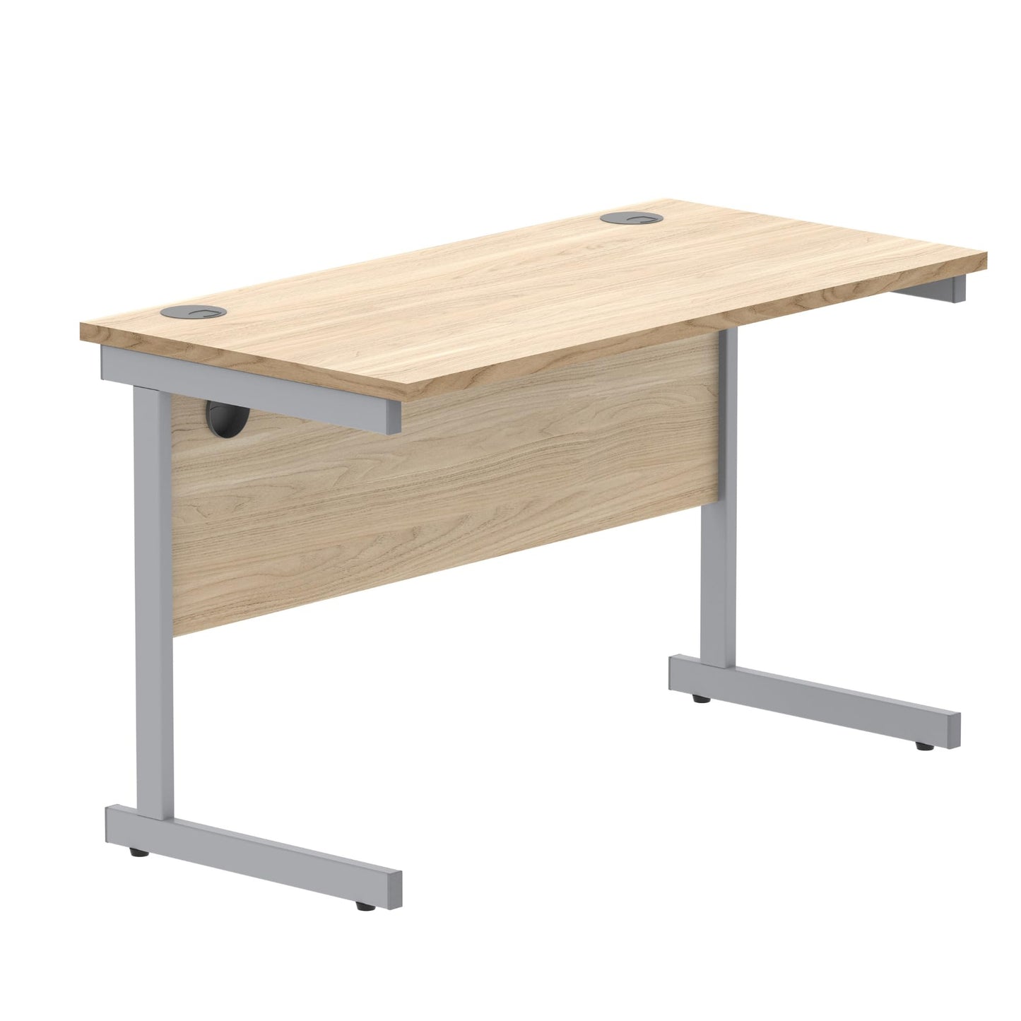 Office Hippo Essentials Rectangular Writing Computer Work Place, Home Office Desk with Cable Port Management, MFC, Canadian Oak, 140x60cm