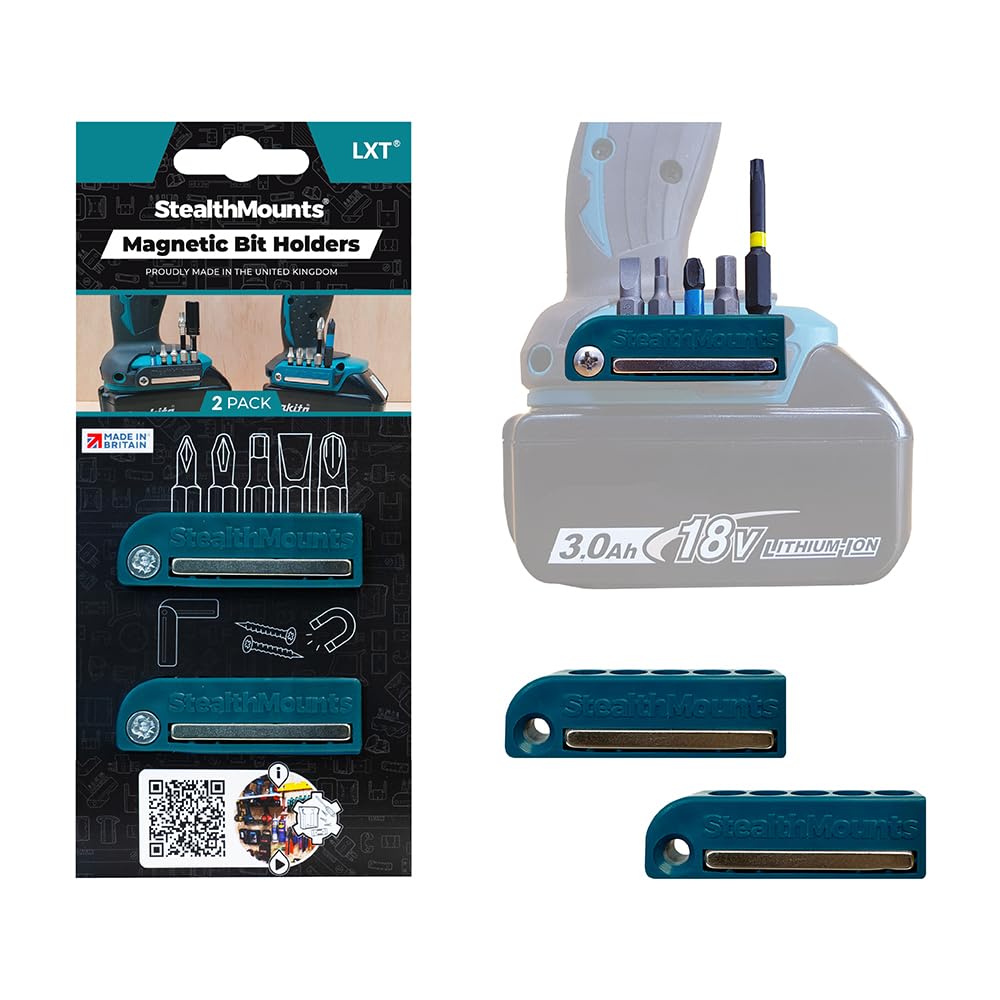 StealthMounts Blue Magnetic Bit Holders Compatible with Makita ? 2 Pack Drill & Impact Driver Bit Organisers | Secure Magnetic Storage for Screws &