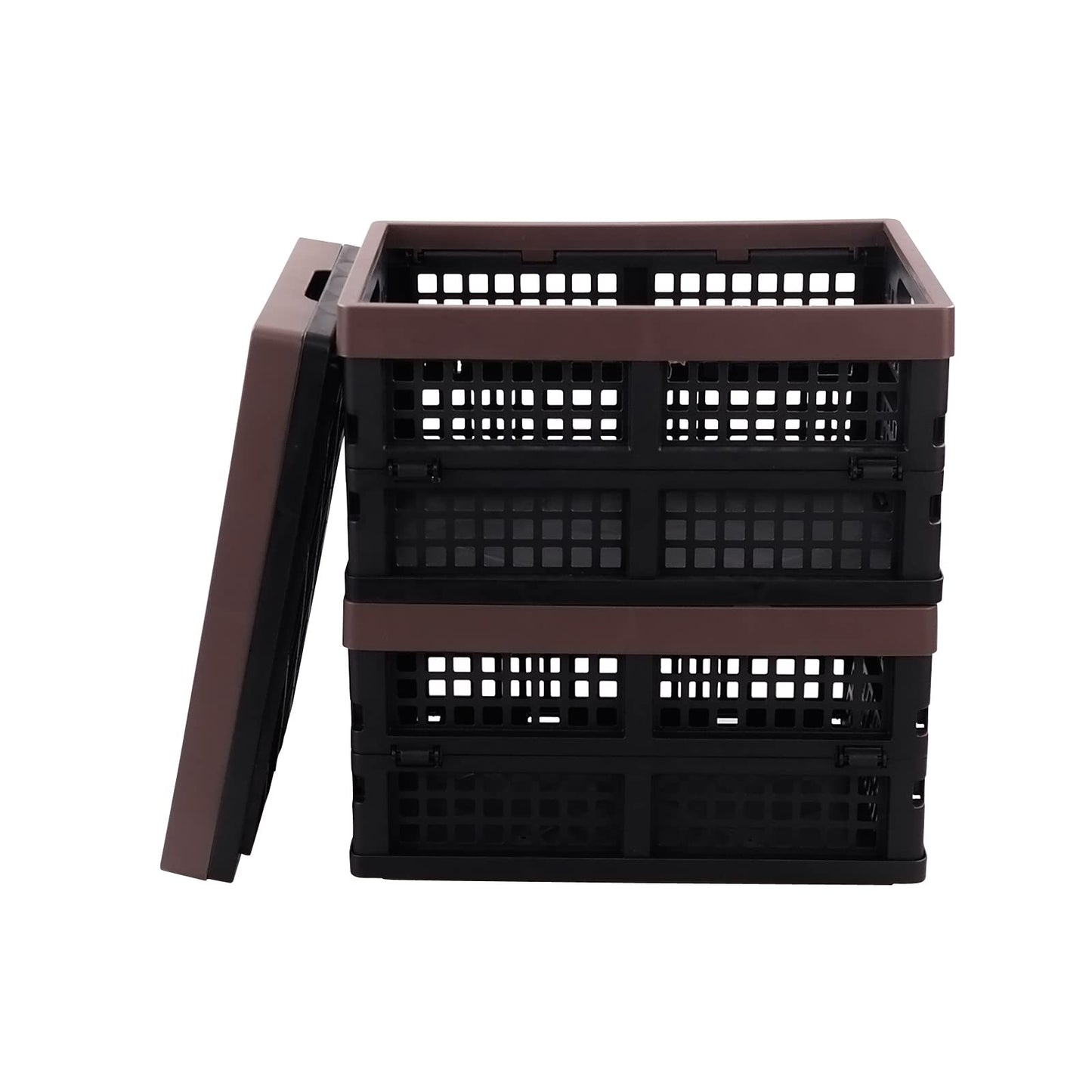 Yesdate Collapsible Storage Crates, Folding Stackable Plastic Boxes, 3-Pack