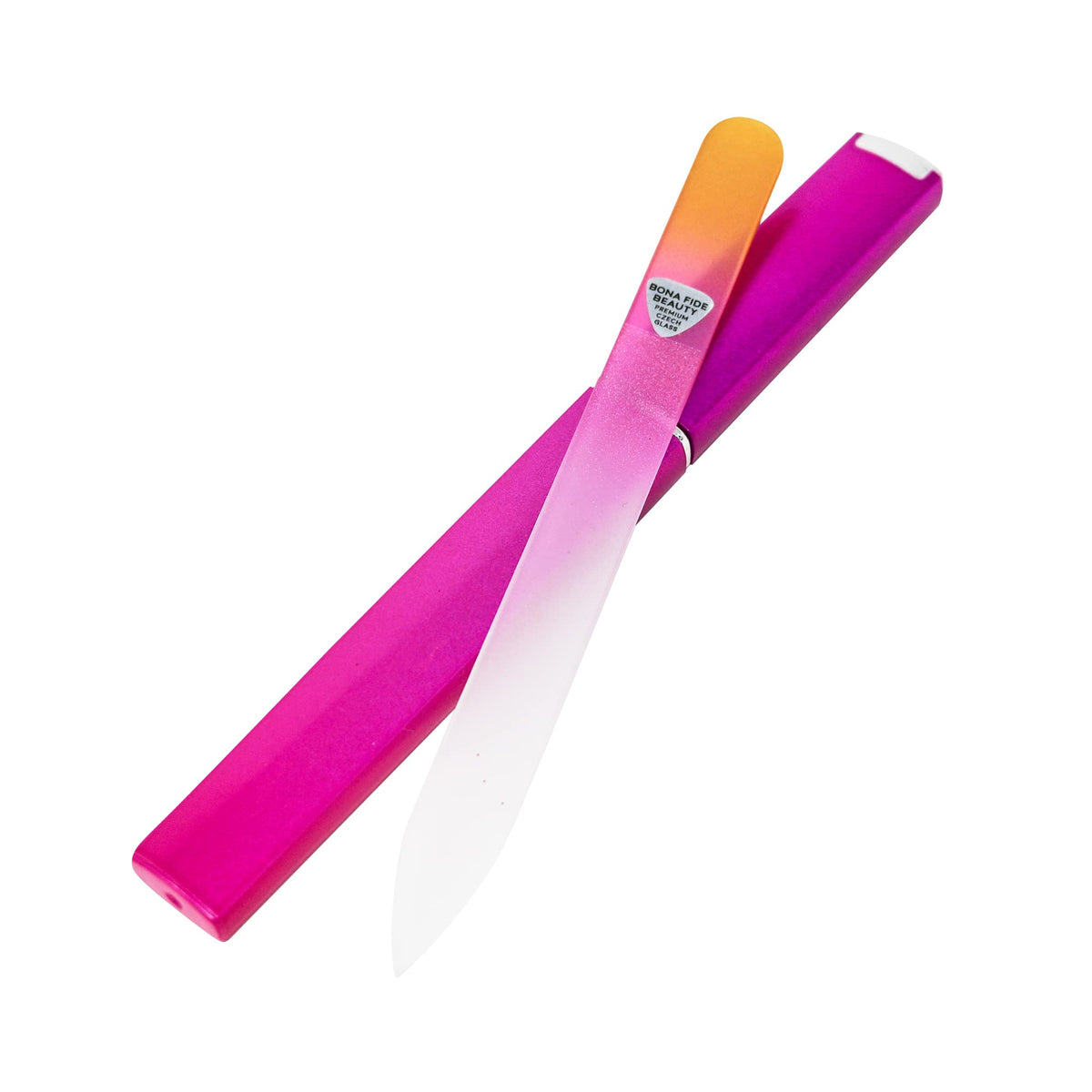 Glass Nail File in Case, Glass Fingernail File for Professional Manicure Nail Care, Expert Precision Filing + Smooth Finish - Bona Fide Beauty Clear