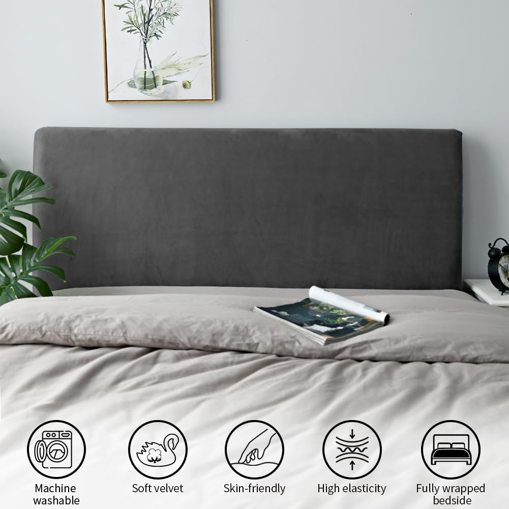 Caijin Bed Headboard Covers Slipcover, Stretch Bed Headboard Covers, Dustproof Protector Cover for Linen Fabric Upholstered Headboard