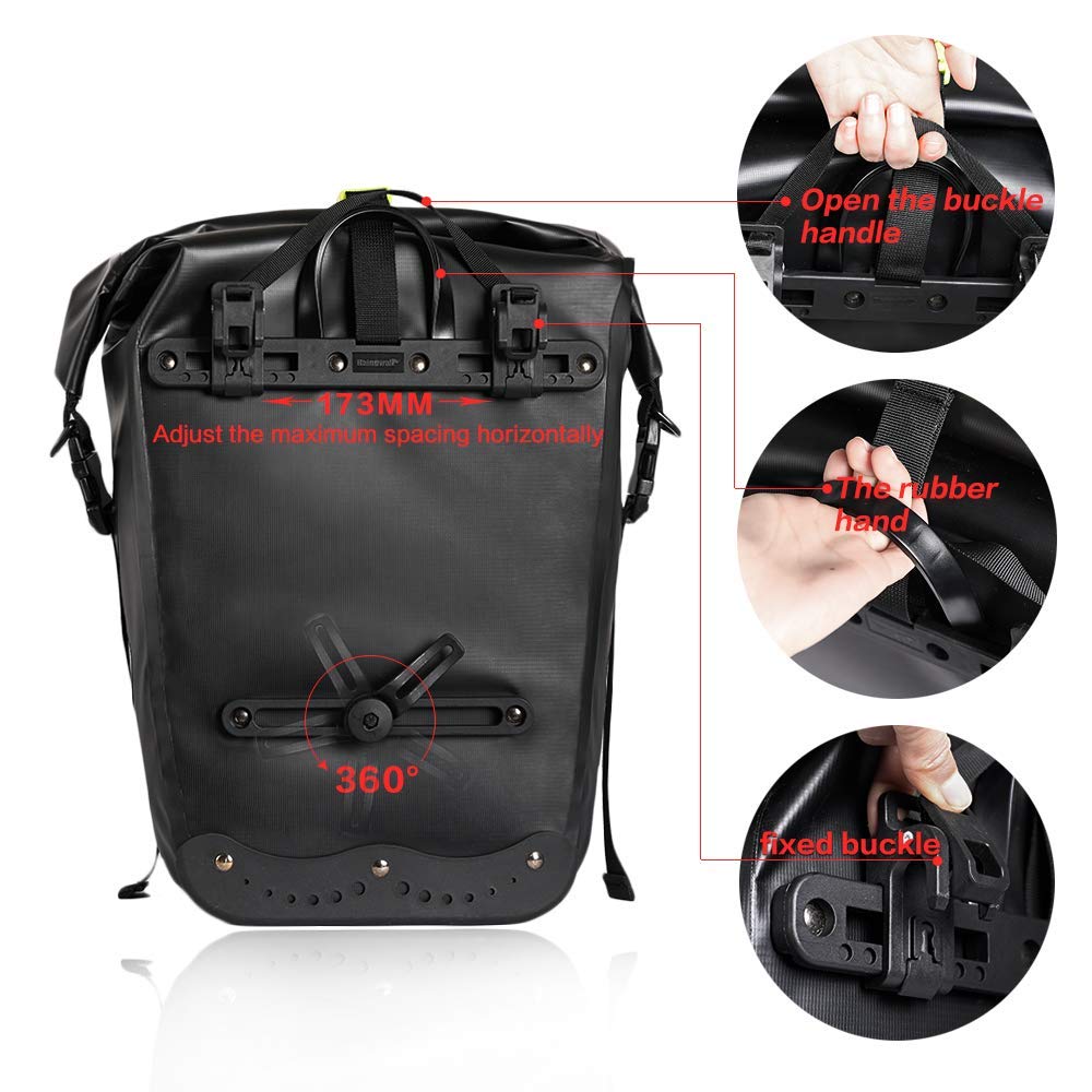 Rhinowalk Bike Bag Waterproof Bike Pannier Bag 25L,(for Bicycle Cargo Rack Saddle Bag Shoulder Bag Laptop Pannier Rack Bicycle Bag Professional