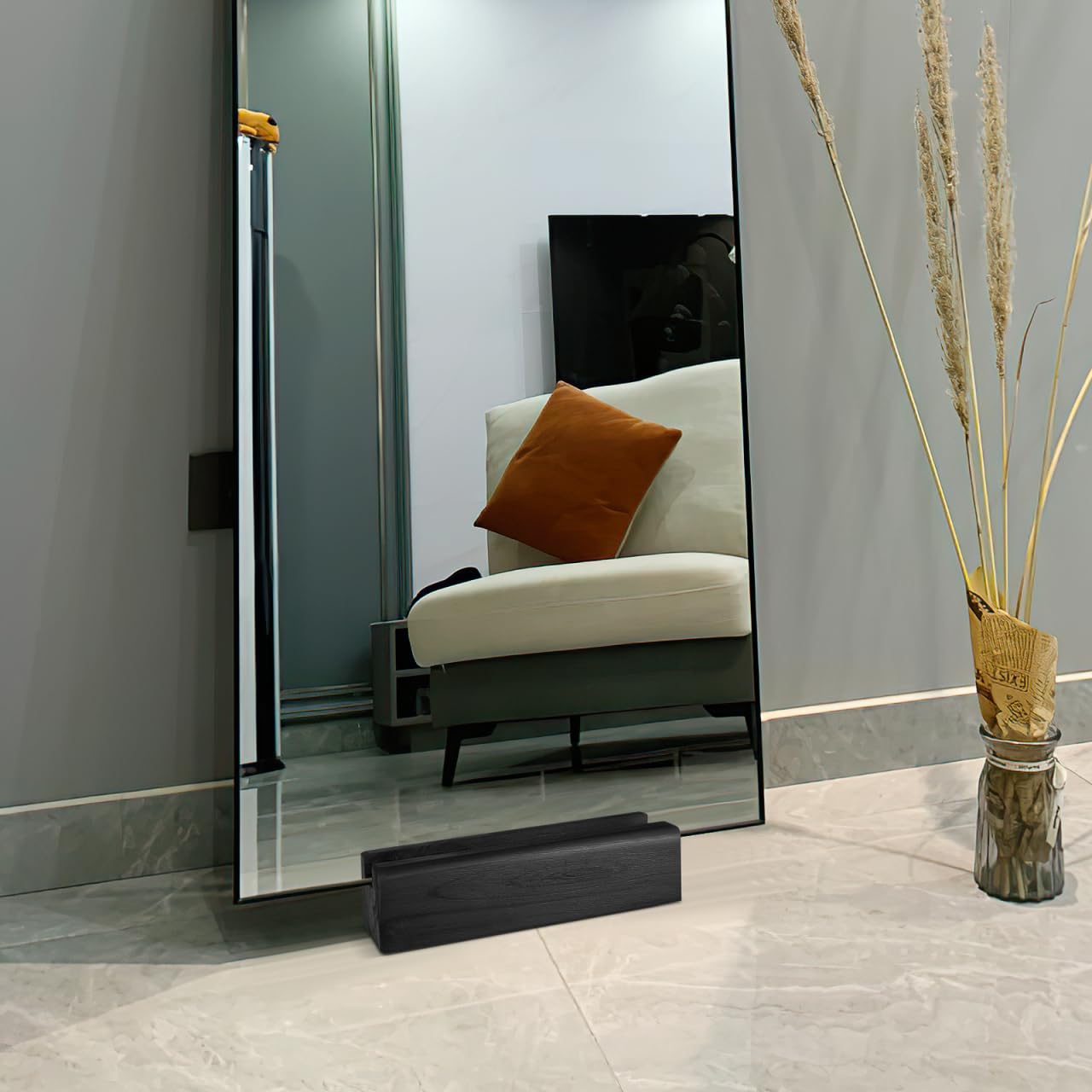 Angoily Wooden Mirror Support Multi-Purpose Mirror Base Non-Slip Wooden Mirror Holder for Floor Mirror Living Room Office and Household 9.84 x 2.95 x