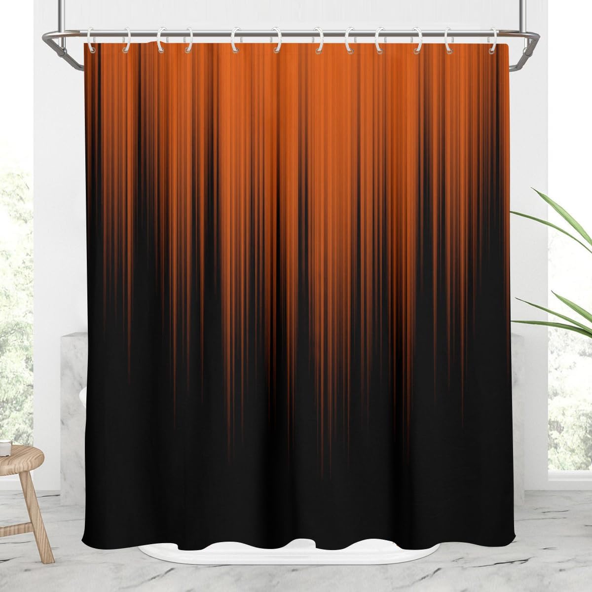 AAtter Burnt Orange and Black Shower Curtain Terracotta Ombre Dark Rust Amber Bright Gothic Cool Anime Mens Modern Abstract Minimalist Home Bathroom