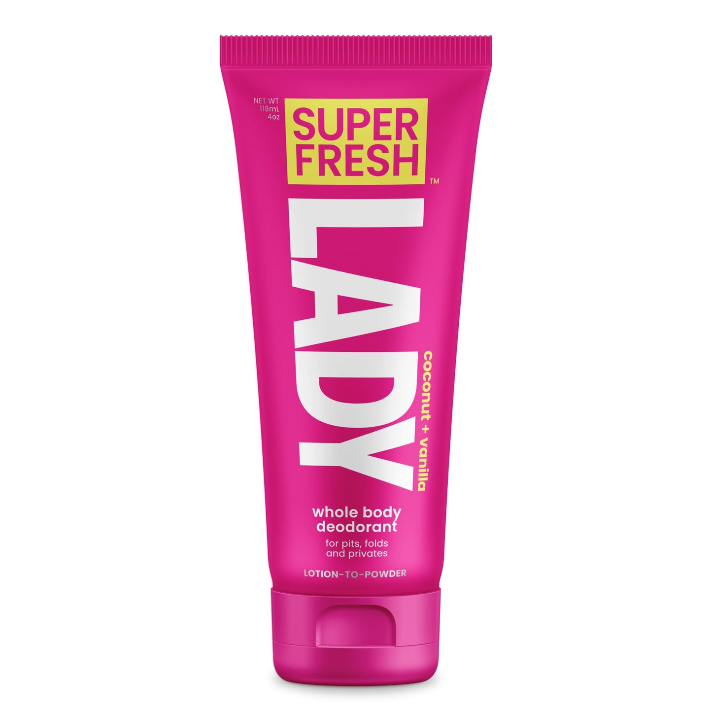 Lady Parts Feminine Hygiene Body POWDER Deodorant Lotion For Breasts, Private Parts, Crotch & Inner Thigh to Stop Odor & Friction - Aluminum Free