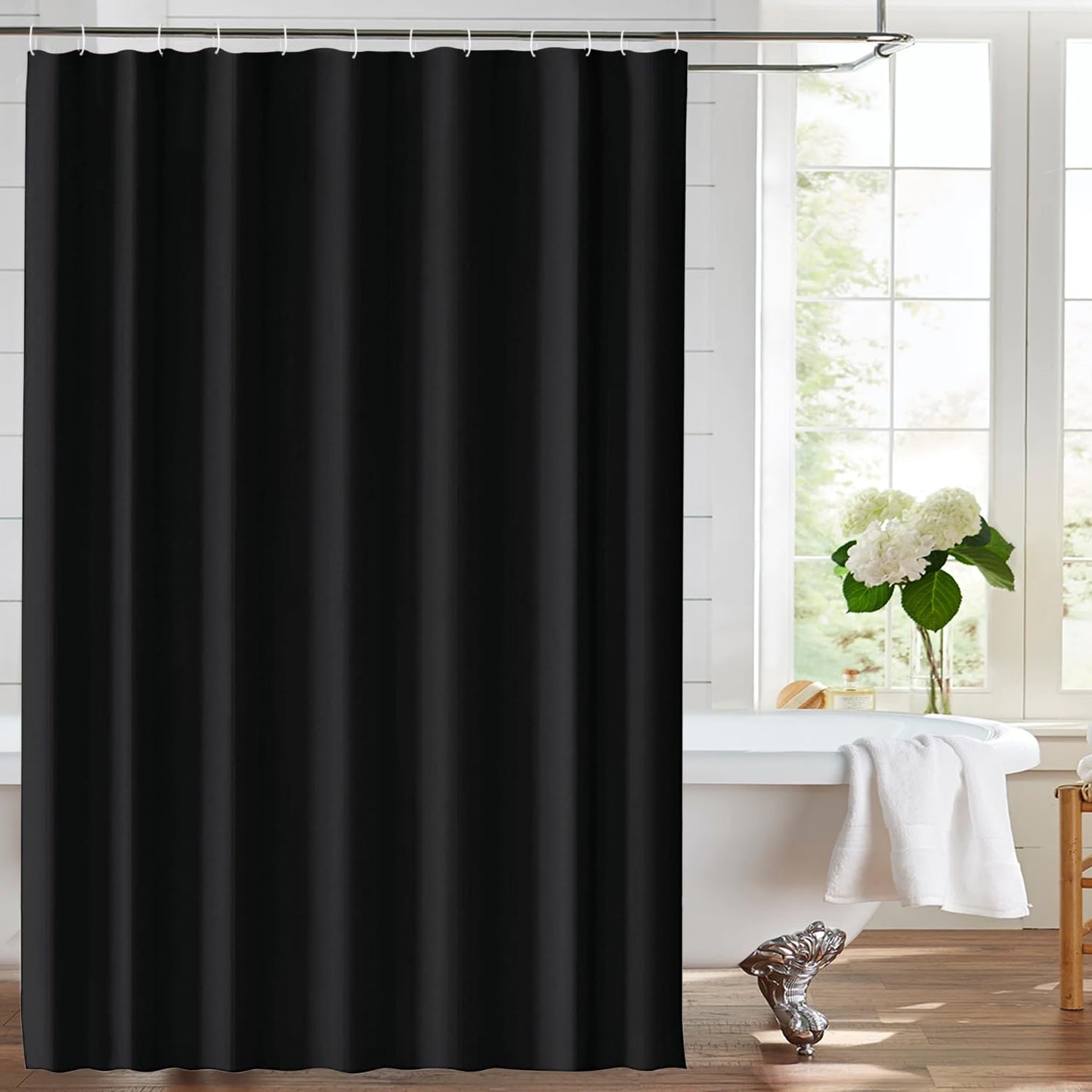 LUKDUNG Polyester Shower Curtain 180 x 200 cm Textile, Anti-Mould Waterproof in Bathroom, Washable Shower Curtain, Curtain for Bathtub Shower