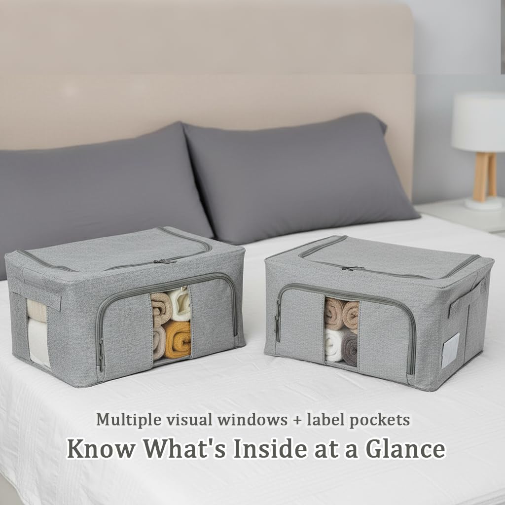 SYEXDZON Clothes Storage Boxes, Thickened Metal Frame, PP Base Panel, 66L