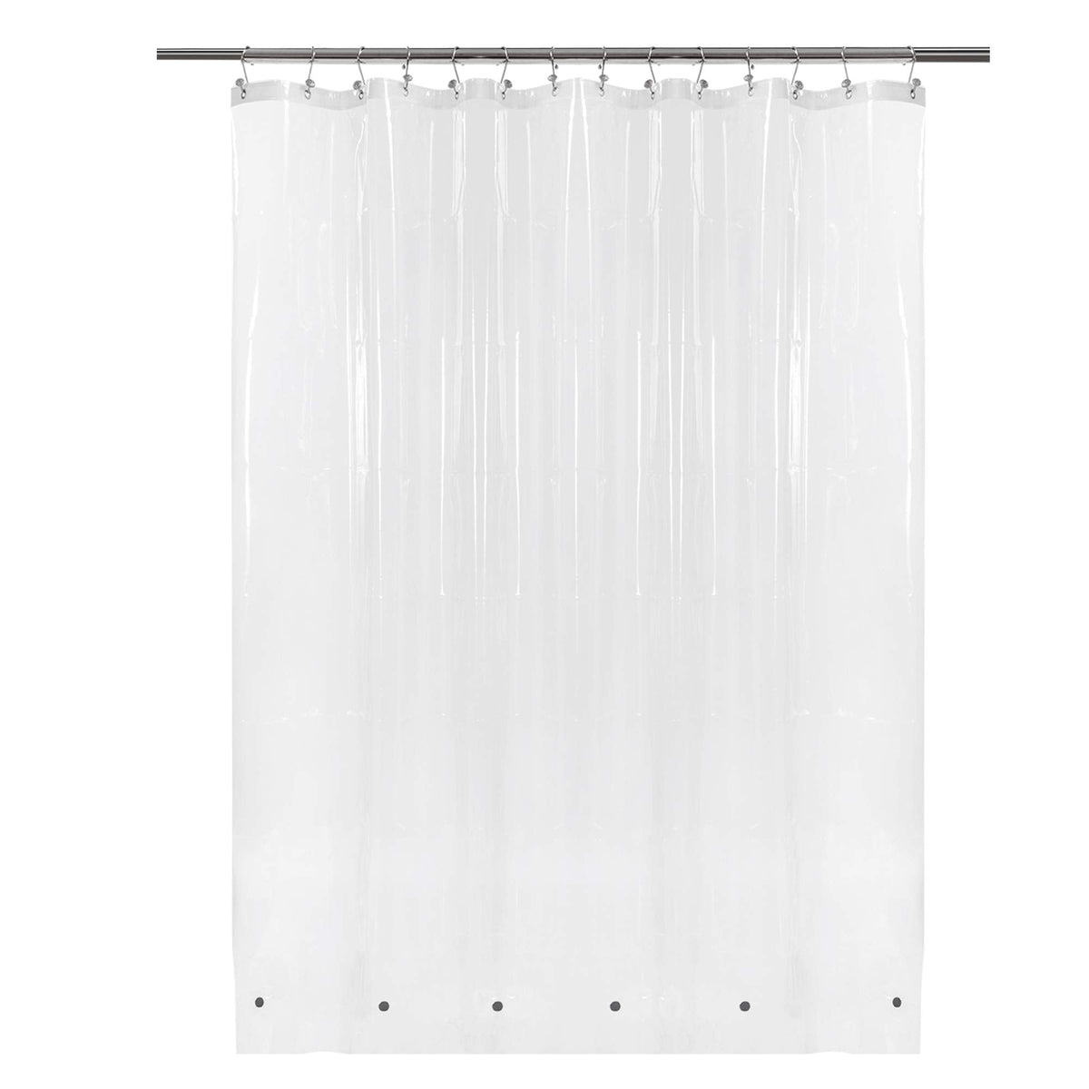 Clear Shower Curtain Liner 82 (W) x 74 (L) with Free Hooks and Magnets, Mold & Mildew Resistant Antibacterial, Waterproof, Non-Toxic, Eco-Friendly,