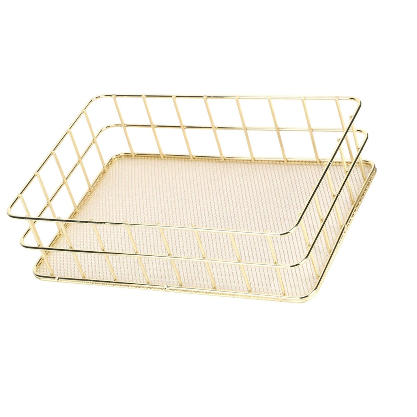 Gold Storage Basket Hollow Metal Desk Organizer,Multipurpose Large Basket for Bathroom & Home Office