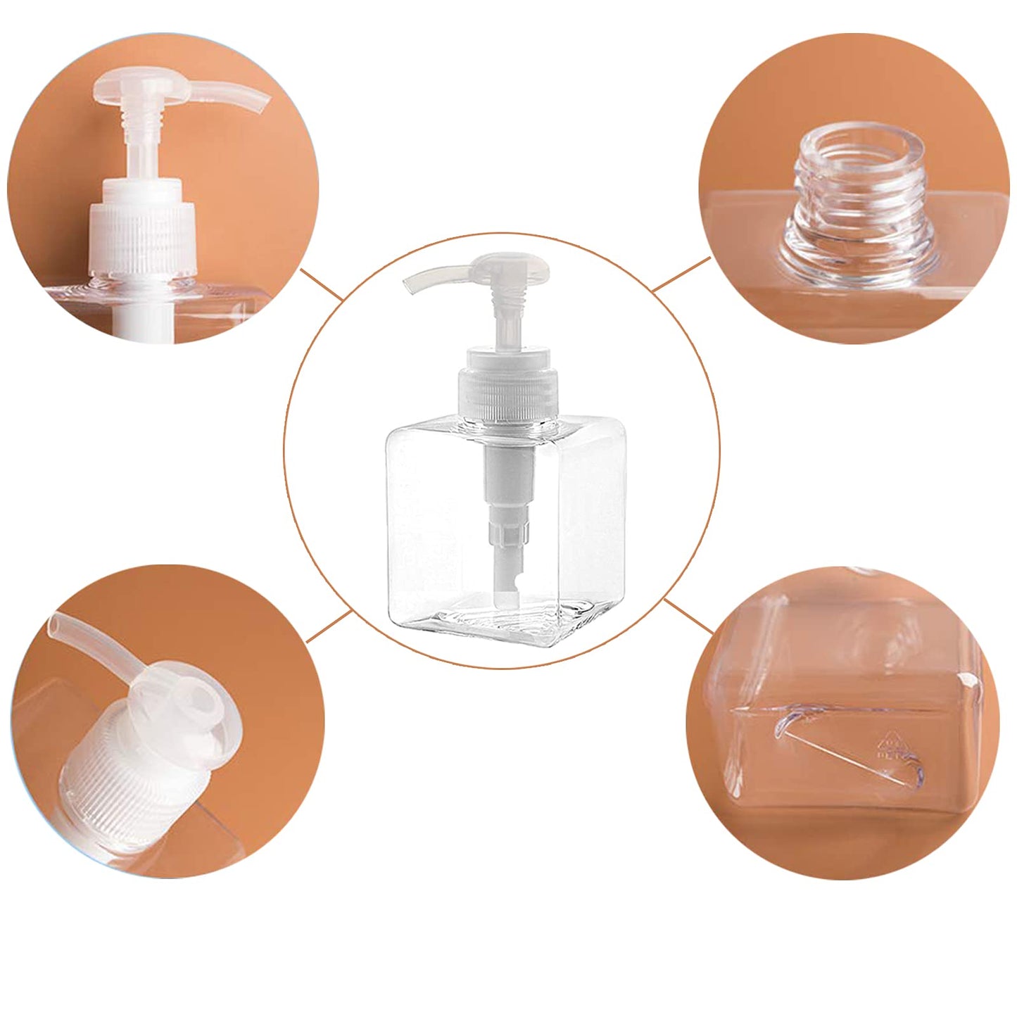 Yalbdopo 2PCS 250ml / 8.5oz Empty Pump Dispenser Bottle Refillable Plastic Lotion Pump Bottles