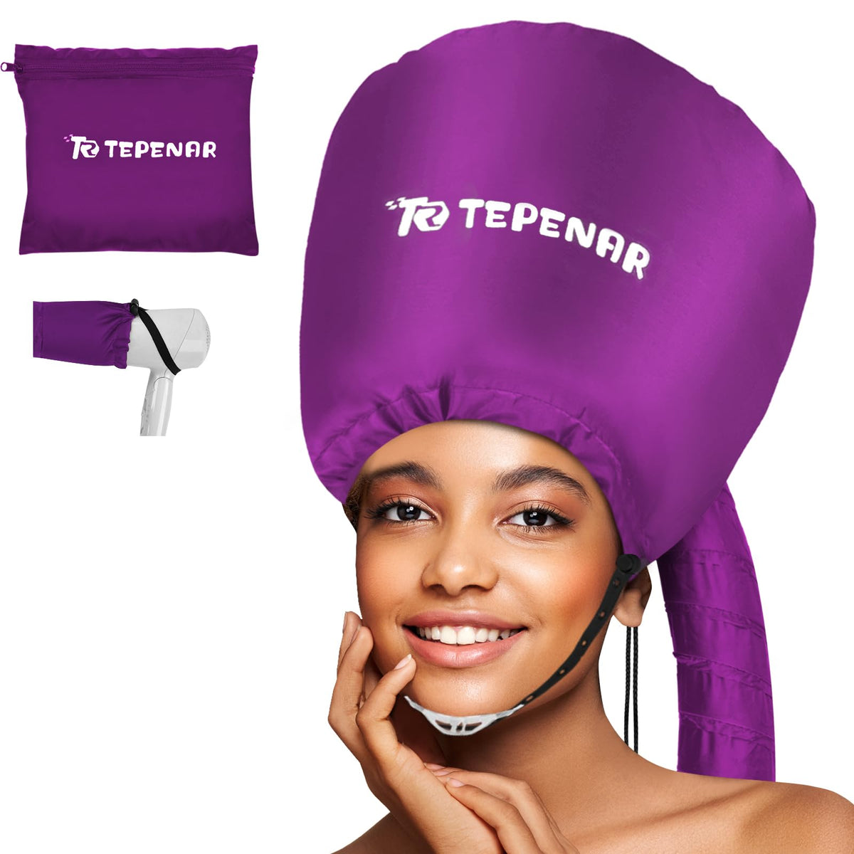 TEPENAR Bonnet Hair Dryer Attachment - Upgraded Soft Adjustable for Hand Held Hair Dryer, Fast Drying, Ideal for Natural Curly Textured Hair Care and