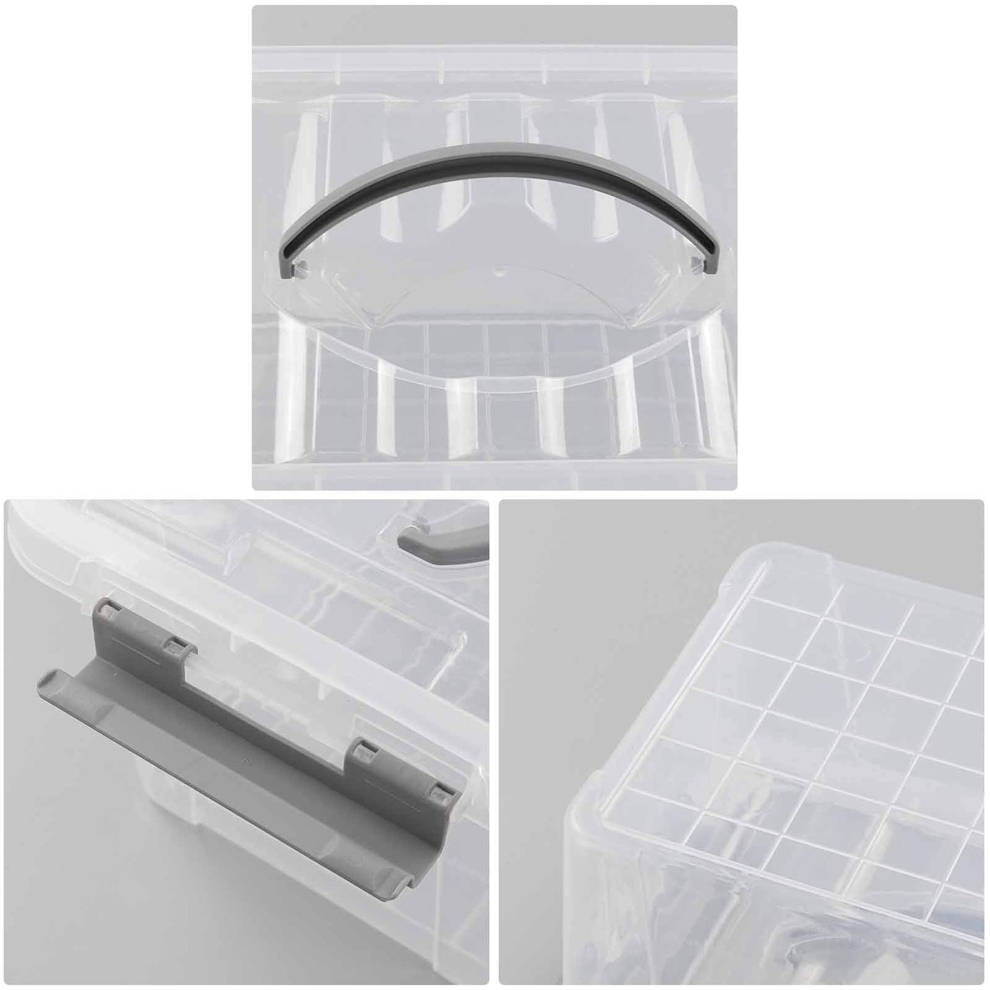 Vcansay 6 L Clear Plastic Storage Boxes with Handles, 6 Packs
