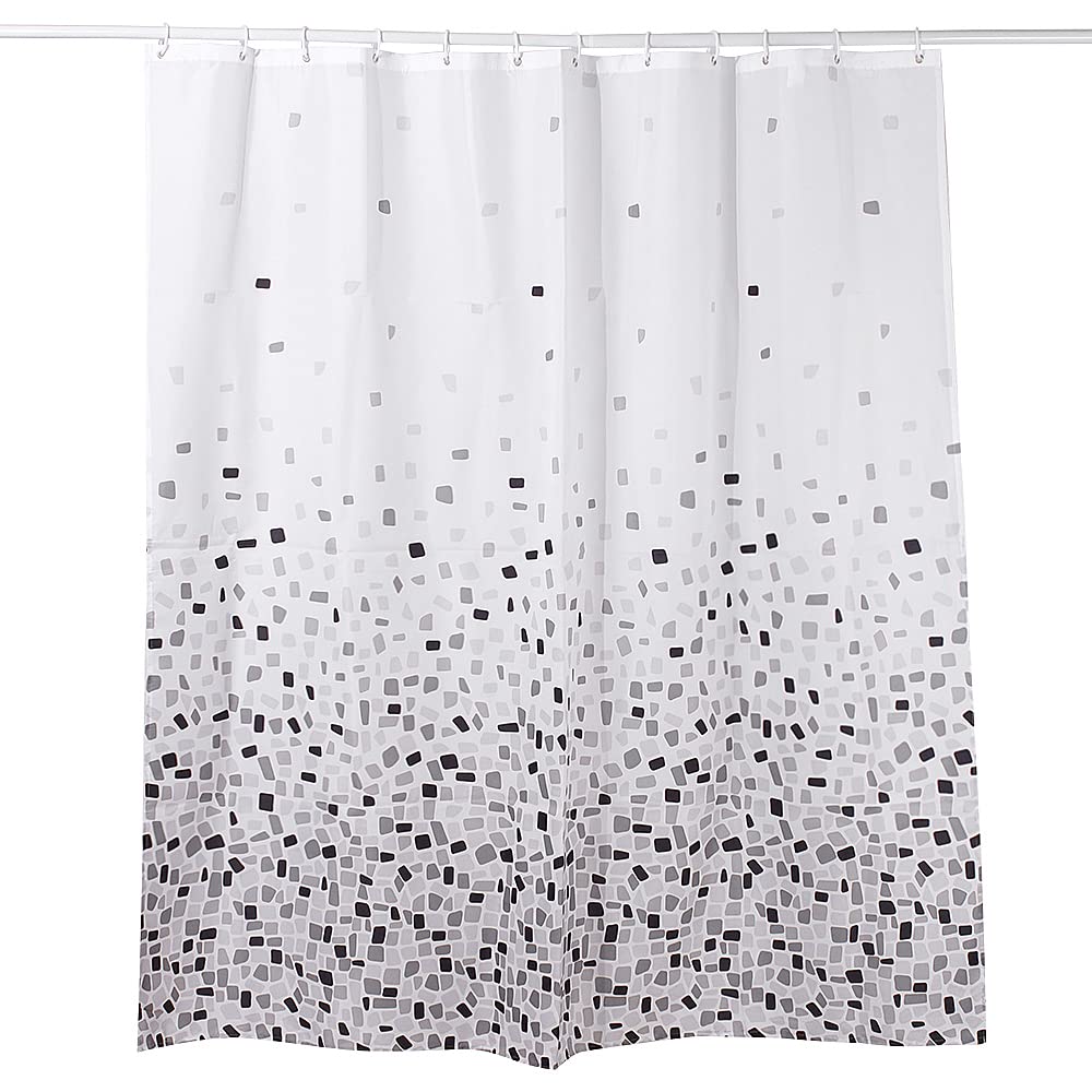 VIROSA Mosaic Grey Shower Curtain Anti Mould, Mildew Resistant | Size 180x180 cm (71 x 71 Inch) | Water Repellant Fabric | 100% Polyster (Mosaic Grey)