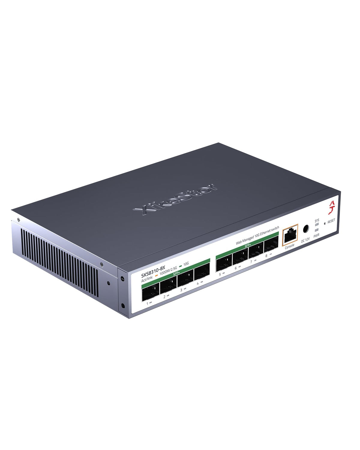 XikeStor L3 10G 8-Port SFP+ Managed Switch, Supports 1/2.5/10G Modules, 160Gbps Bandwidth, Link Aggregation, VLAN/DHCP/QoS, Intelligent Fan Cooling