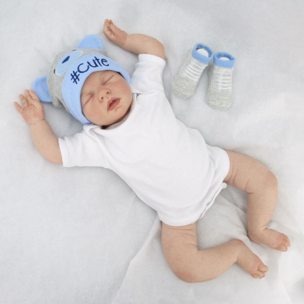 Boys Hat and Socks Set 0-6 Months Grey/Blue