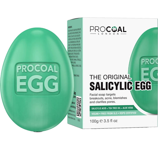 Salicylic Egg, Natural Salicylic Acid Soap 100g by Procoal - Salicylic Acid Face & Body Wash For Combination, Oily, Blemish Prone Complexion, Vegan