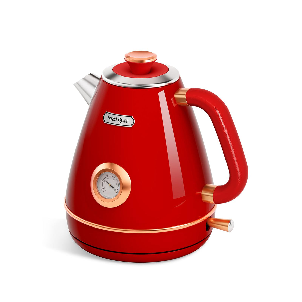 Hazel Quinn Retro Electric Kettle - 1.7L, 2200W Fast Boiling, All Stainless Steel Interior, Cordless, BPA-Free, Auto Shut-Off, Fast Boiling for Tea &