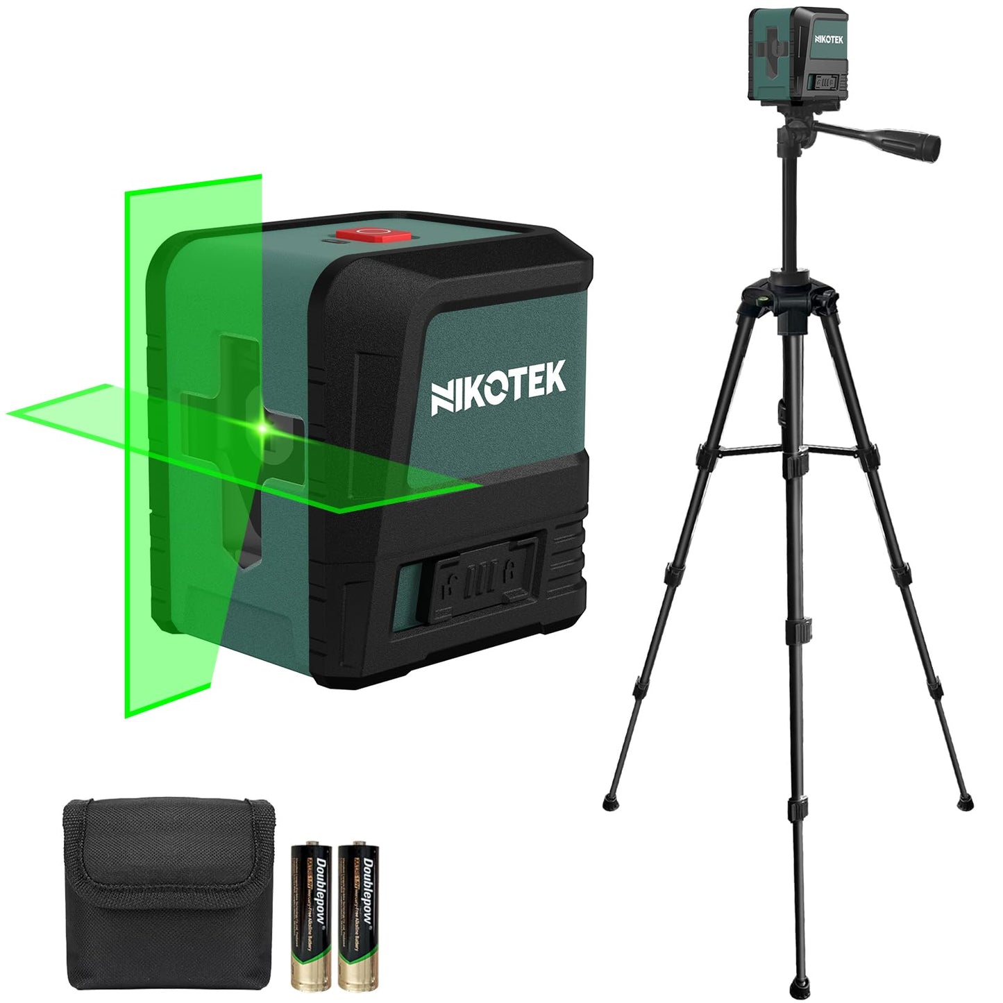Laser Level with 1.2M EnhancedTripod, Nikotek Green Laser Leveler Self Leveling Cross Line, Horizontal and Vertical Line Laser Level IP54 Waterproof