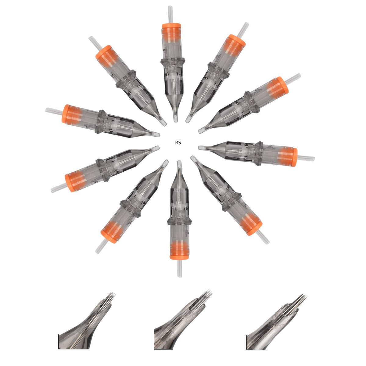 ATOMUS 30pcs Tattoo Cartridge Needles 7RS 9RS 11RS for Pen Shader Pattern - Disposable Sterilized Round Shader for Rotary Machine Supplies