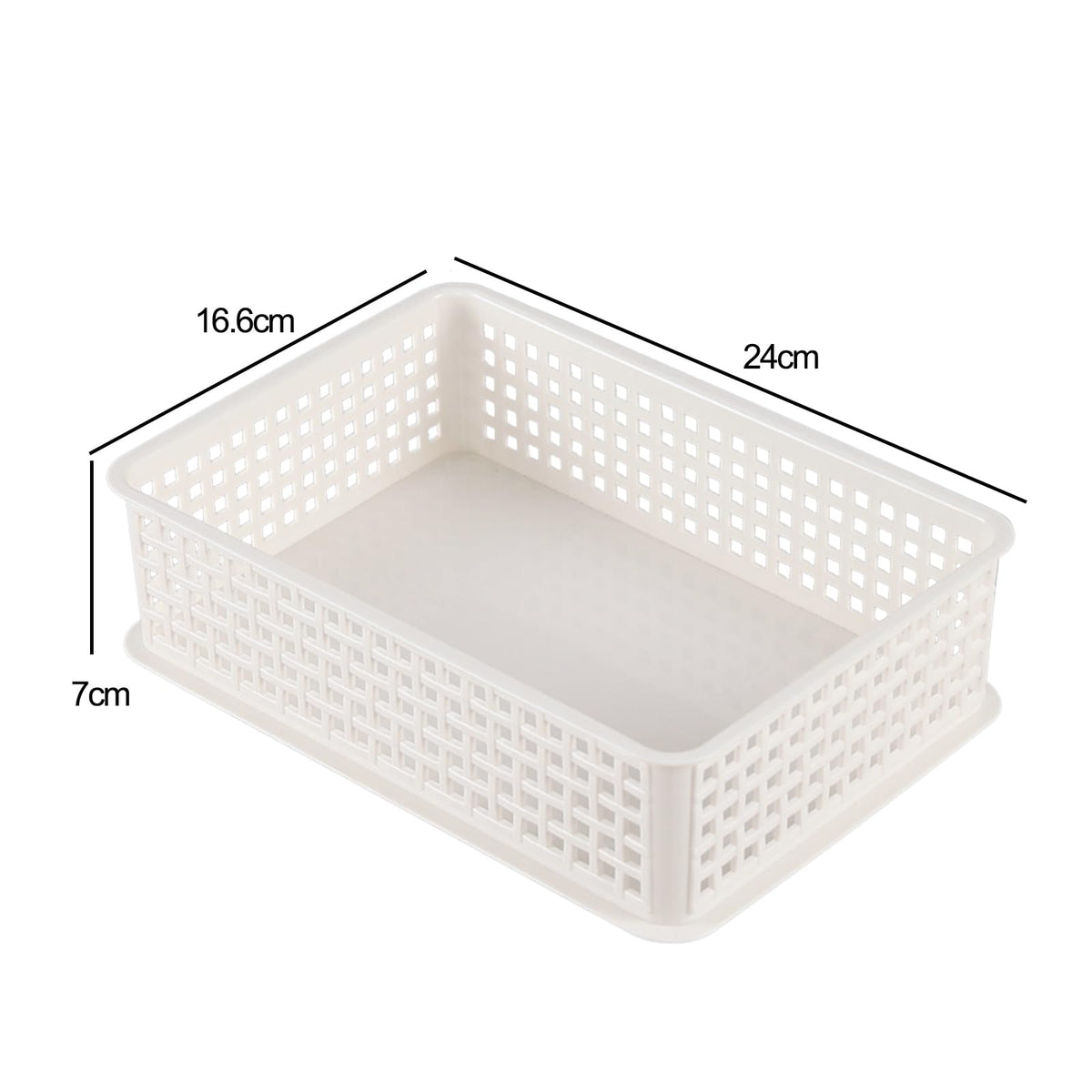 Eudokky 6-pack White Stackable Baskets, Small Shallow Storage Trays Baskets