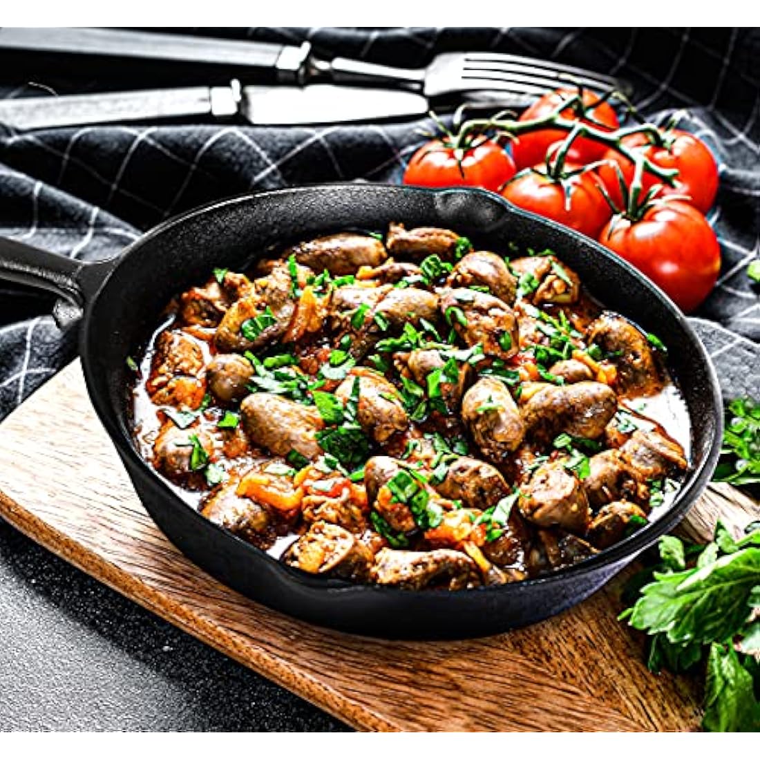 KICHLY Set of 3 Preseason Cast Iron Skillets, Cast Iron Induction Frying Pan Set with 6 Inch, 8 Inch and 10 Inch Sauté Fry Pans, Black