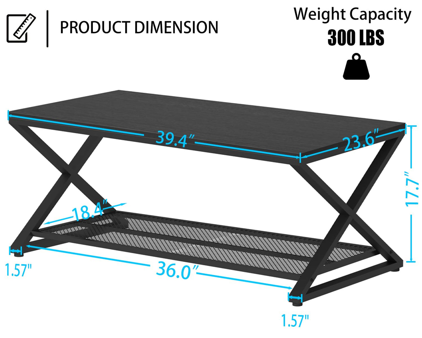 LVB Coffee Table for Living Room Coffee Tables With Storage 100cm Black Oak
